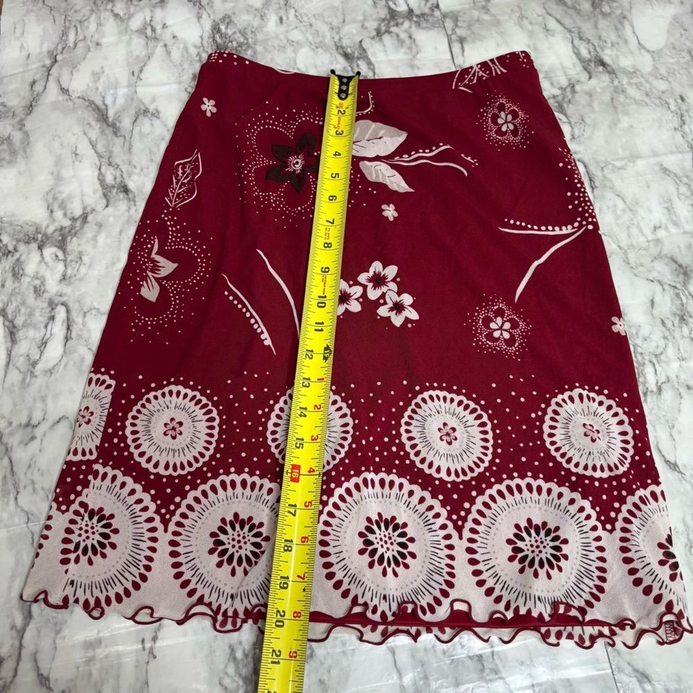 Petite sophisticate vintage 90s retro floral print red shite slip skirt size P - Picture 2 of 5